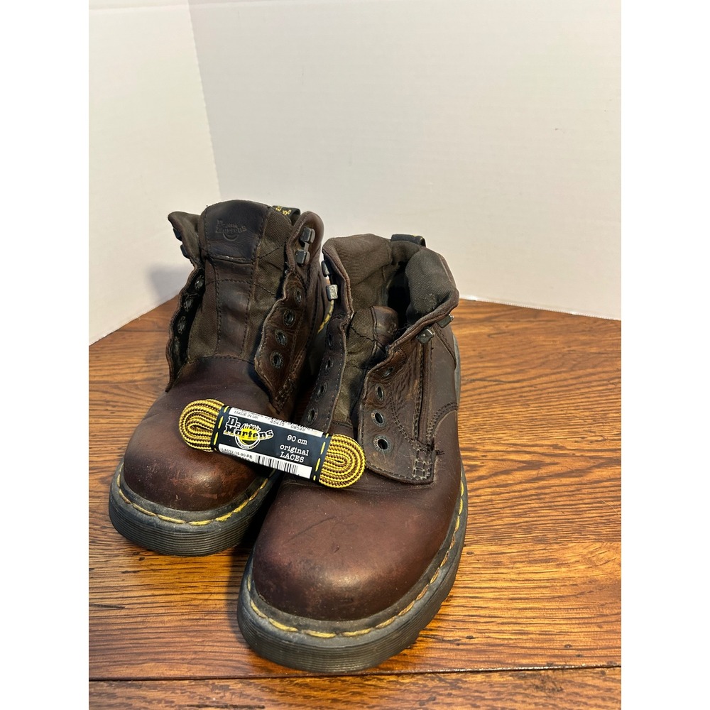 Dr Martens 8A19 Brown Leather Ankle Boots Mens Size 8 AirWair Lug Sole Vintage